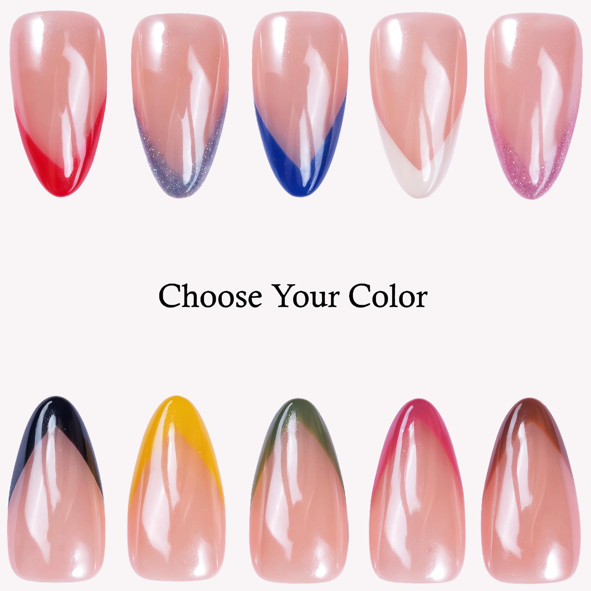 V Letter French Long Almond Palette Handmade Press On Nails