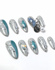 Midnight Frost Handmade Press On Nails