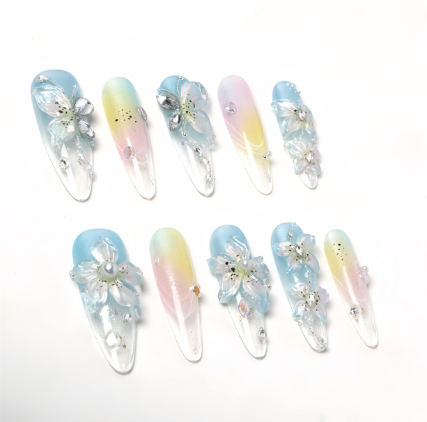 Serenity Bloom Handmade Press On Nails
