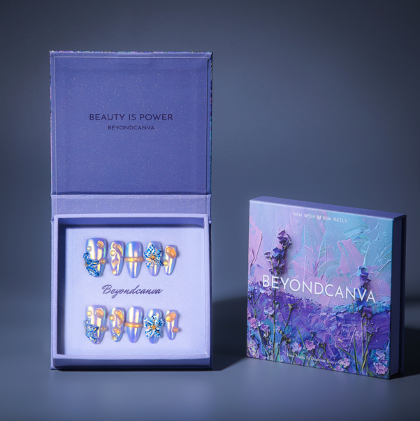 Iris Bloom Handmade Press On Nails