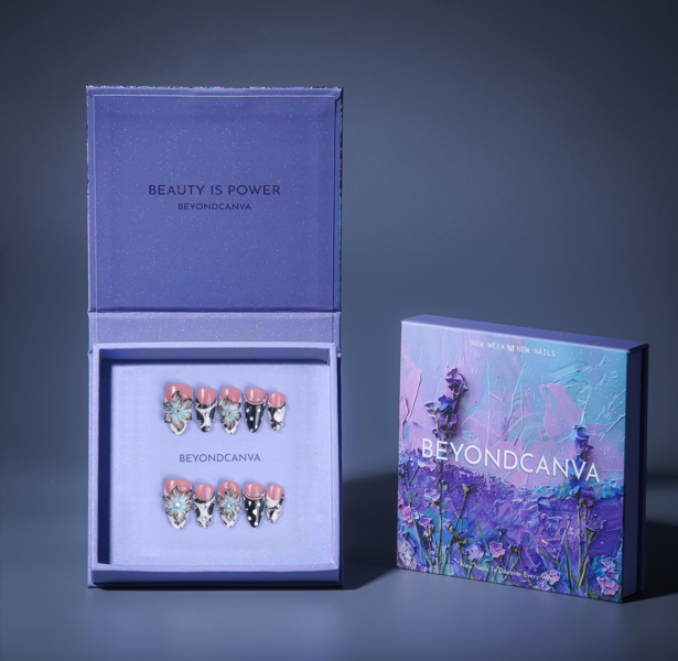 Midnight Bloom Handmade Press On Nails