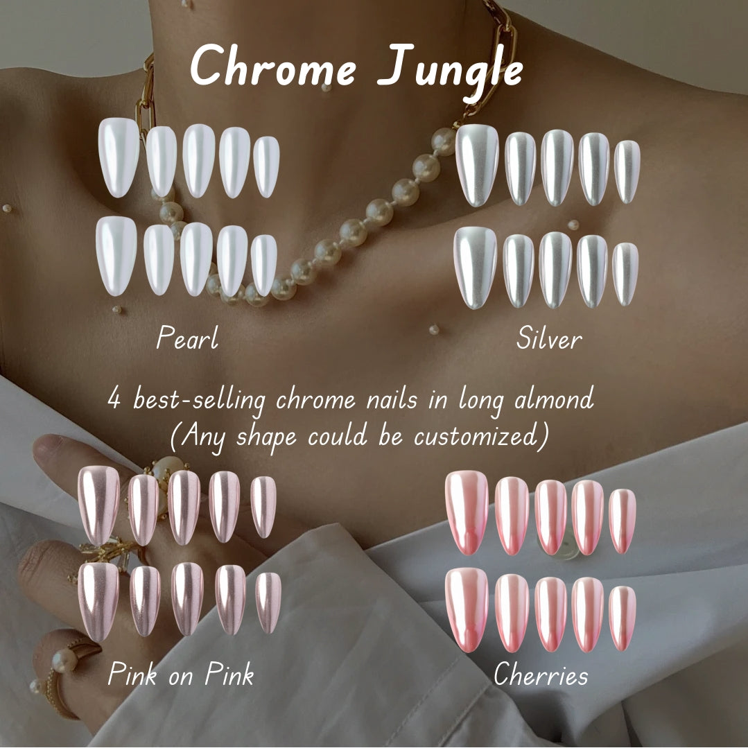 Chrome Jungle Handmade Press On Nails (Binder Included)