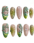 Jade Drop Handmade Press On Nails