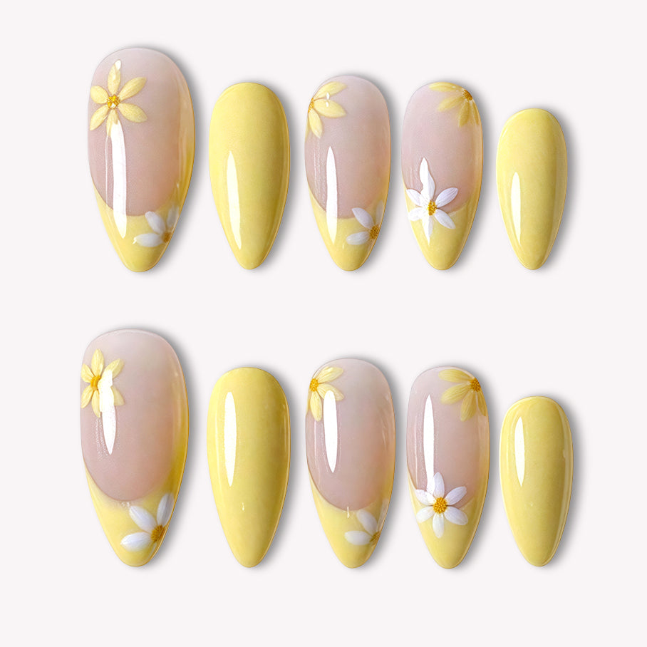 Lemon Bloom Handmade Press On Nails