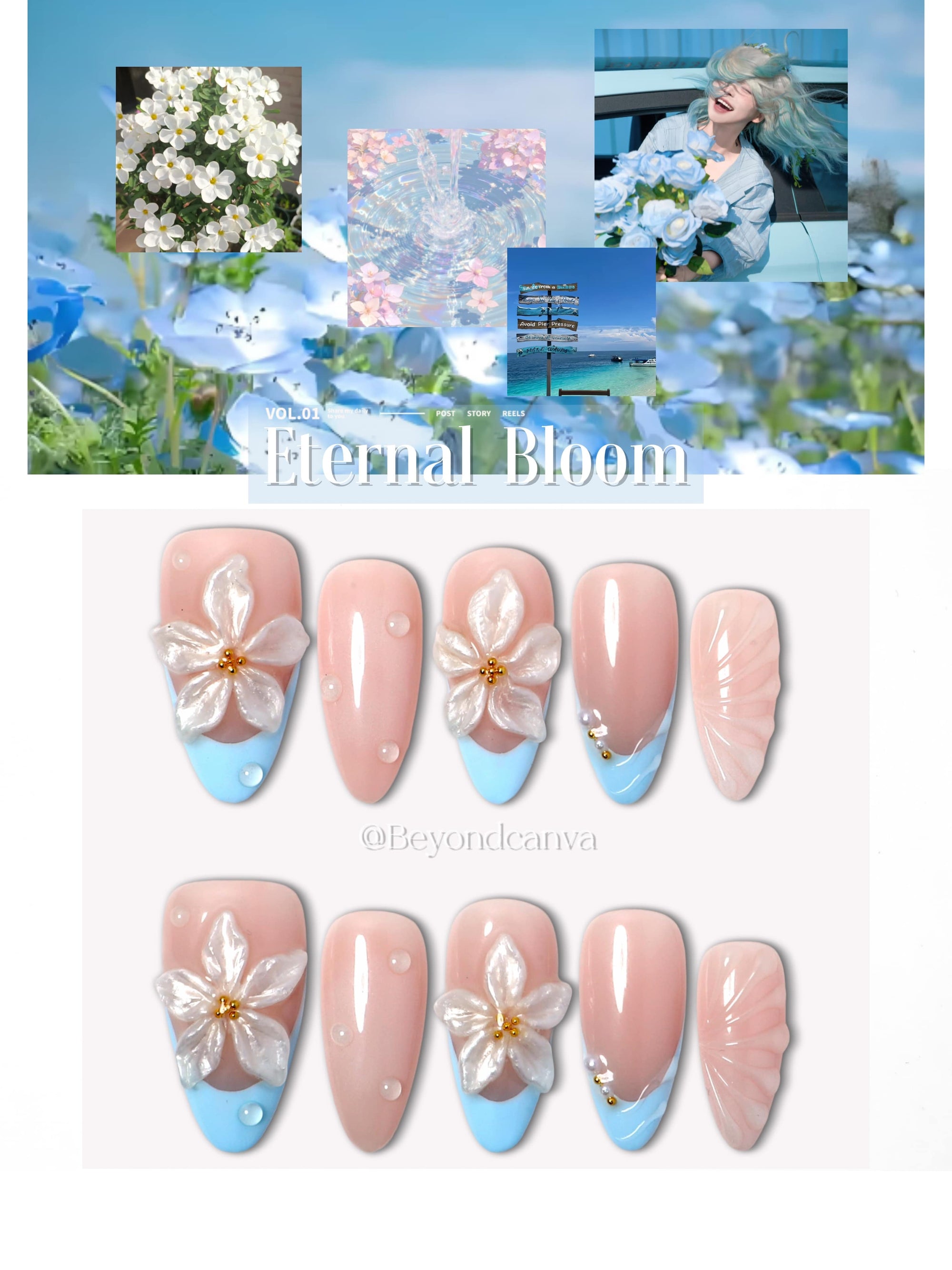 Eternal Bloom Handmade Press On Nails