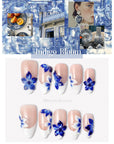 Indigo Bloom Handmade Press On Nails
