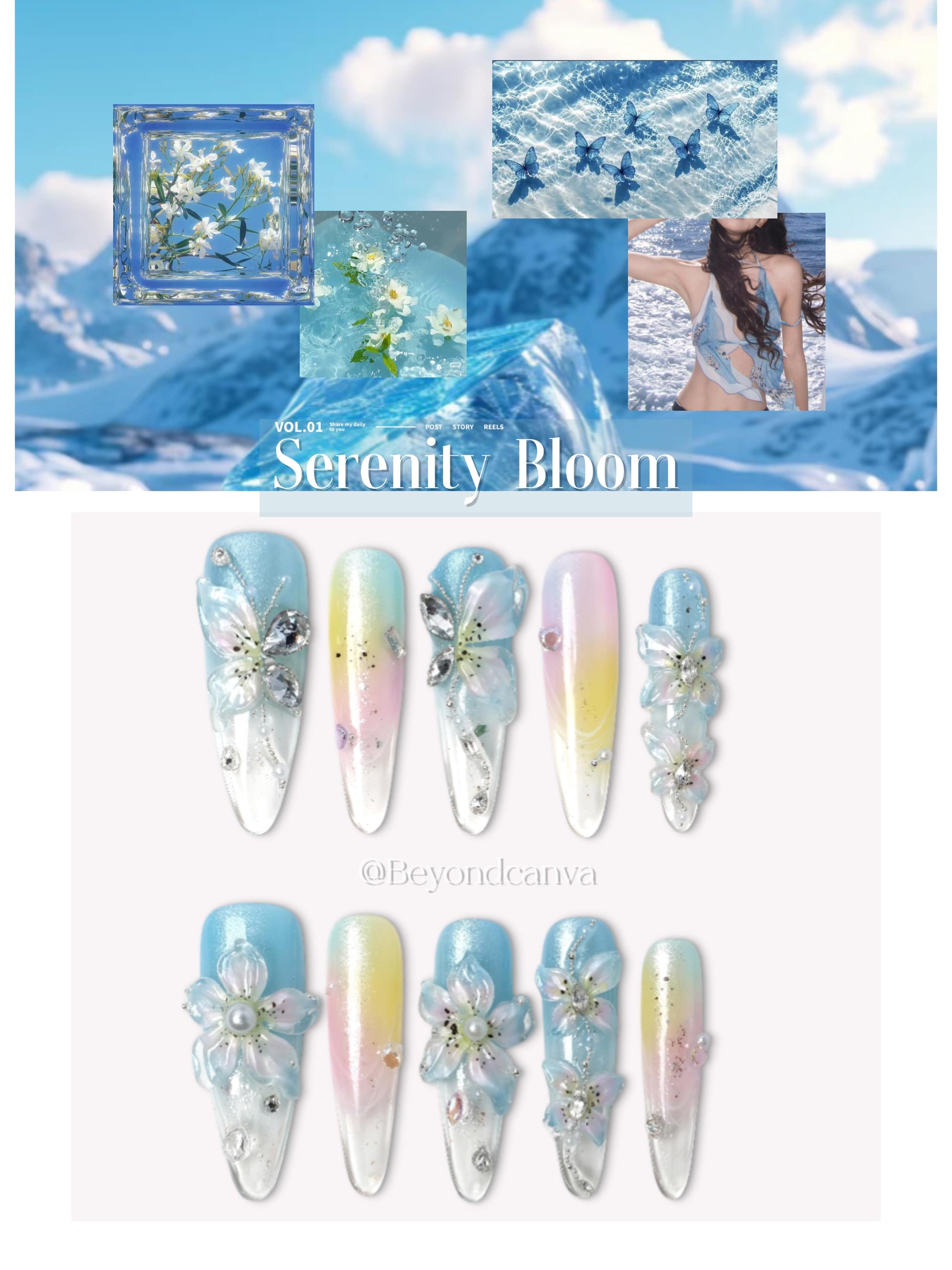 Serenity Bloom Handmade Press On Nails