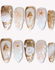 Golden Shell Handmade Press On Nails