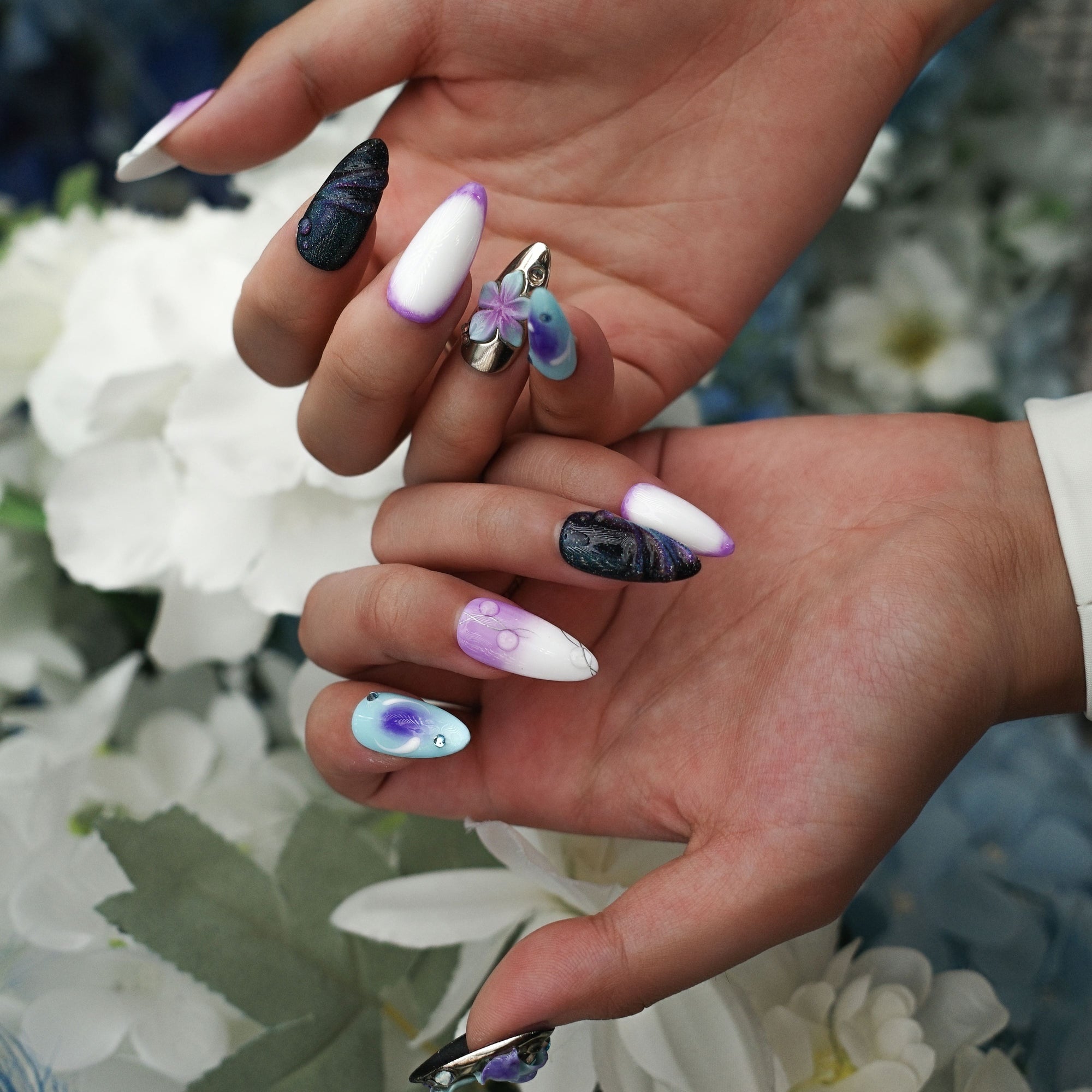 Moon Orchid Handmade Press On Nails