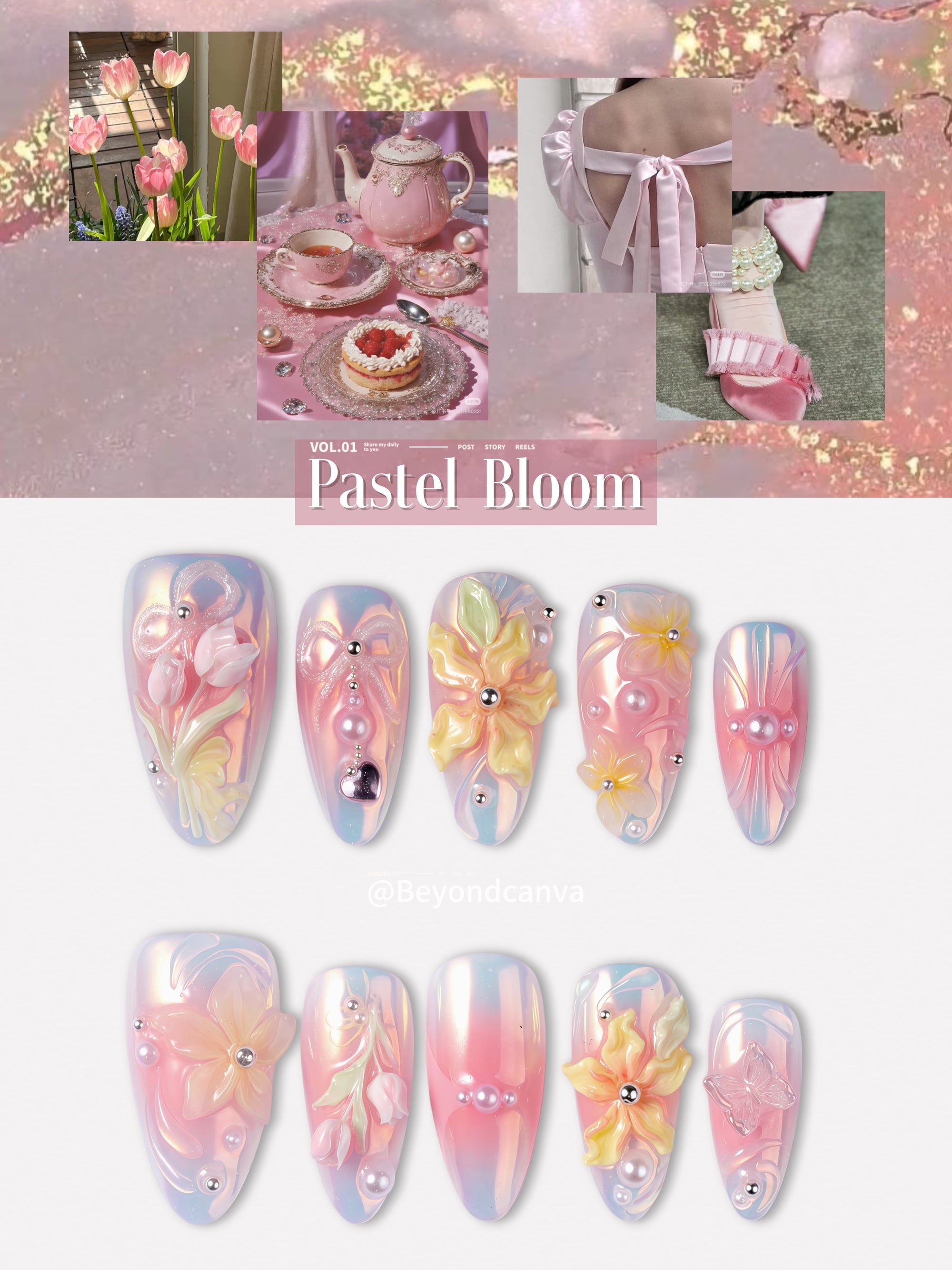 Pastel Bloom Handmade Press On Nails