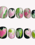 Pink Caladium Handmade Press On Nails
