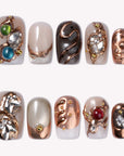 Obsidian Antique Handmade Press On Nails