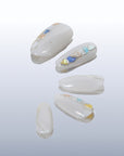 Beyondcanva press-on nails featuring colorful stained glass details and a glossy finish, adding elegance to any look.