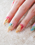 Classy Multi-color Long Almond Acrylic Glossy Handmade Press On Nails BEYONDCANVA