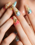 Sparkle Multi-color Long Almond Acrylic Glossy Handmade Press On Nails BEYONDCANVA