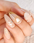 Golden Pearl Harmony Handmade Press On Nails