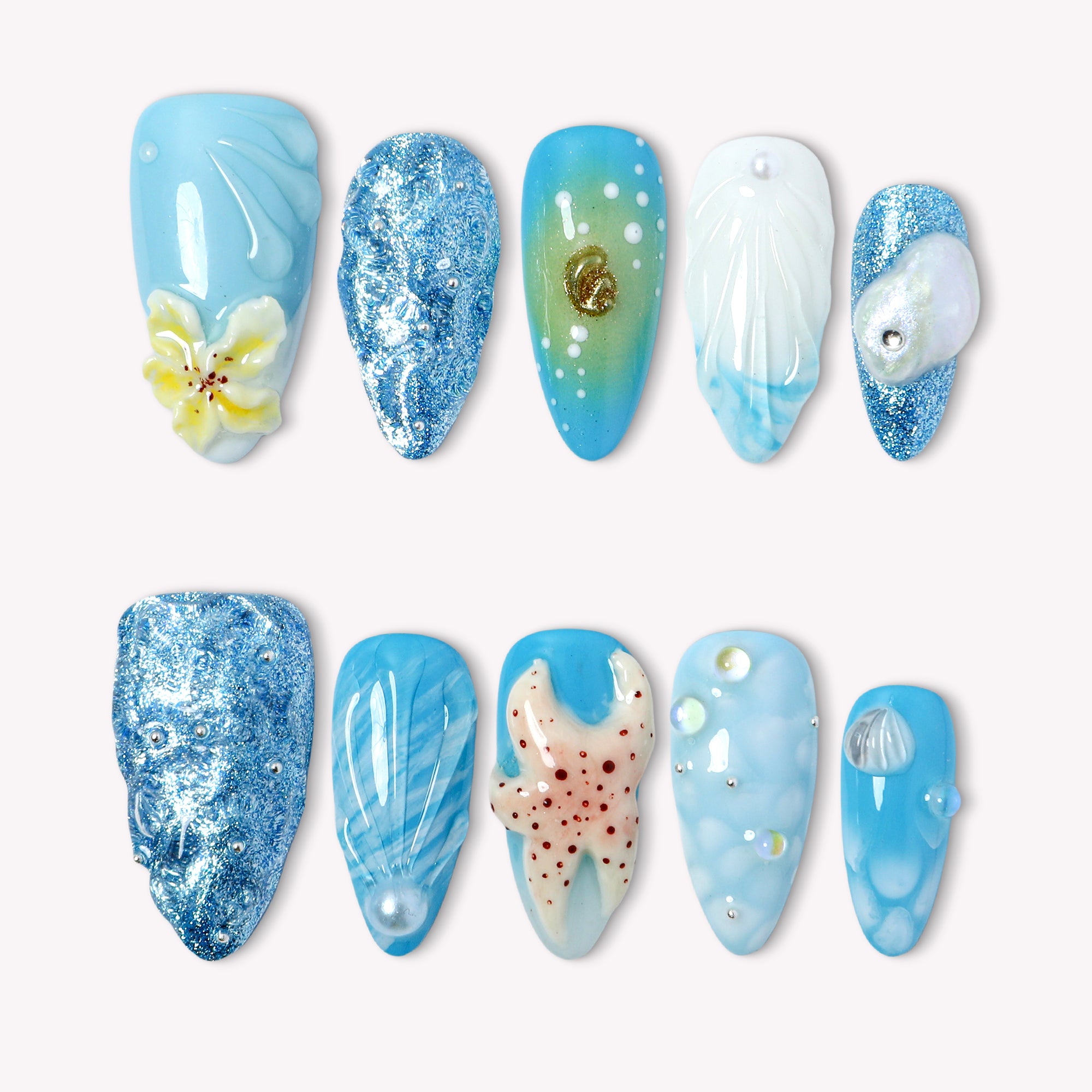 Ocean's Embrace Handmade Press On Nails