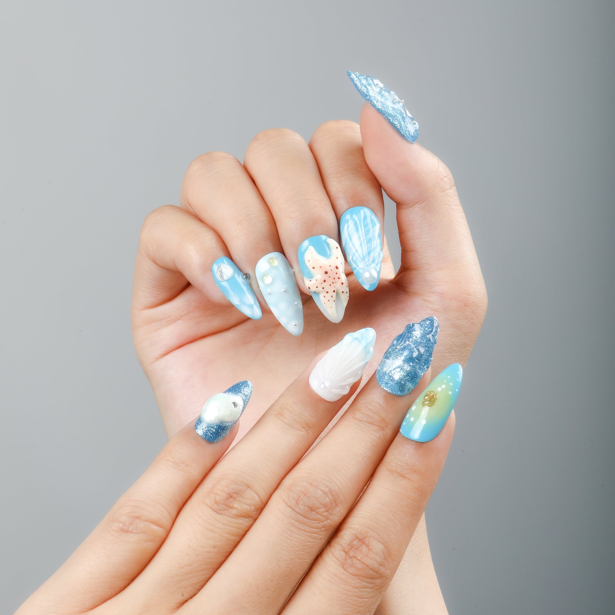 Ocean's Embrace Handmade Press On Nails