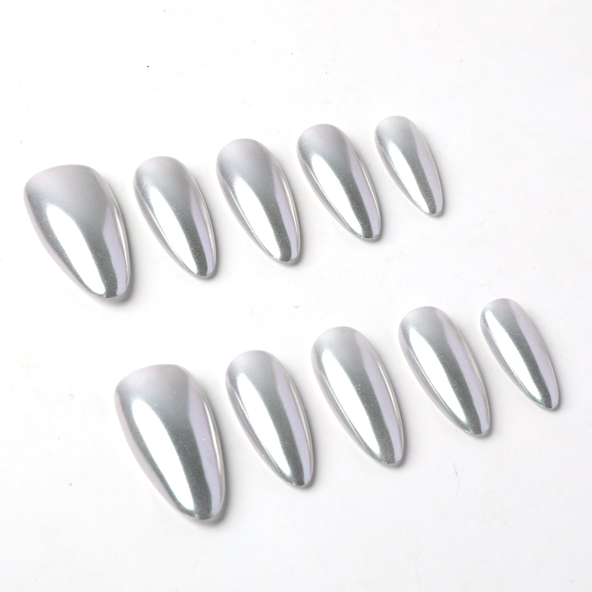 Silver Nails Handmade Press On Nails