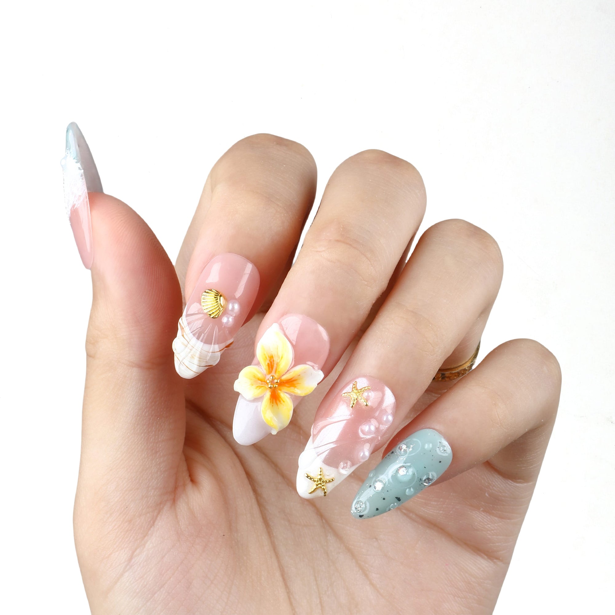 Sea Bloom Handmade Press On Nails
