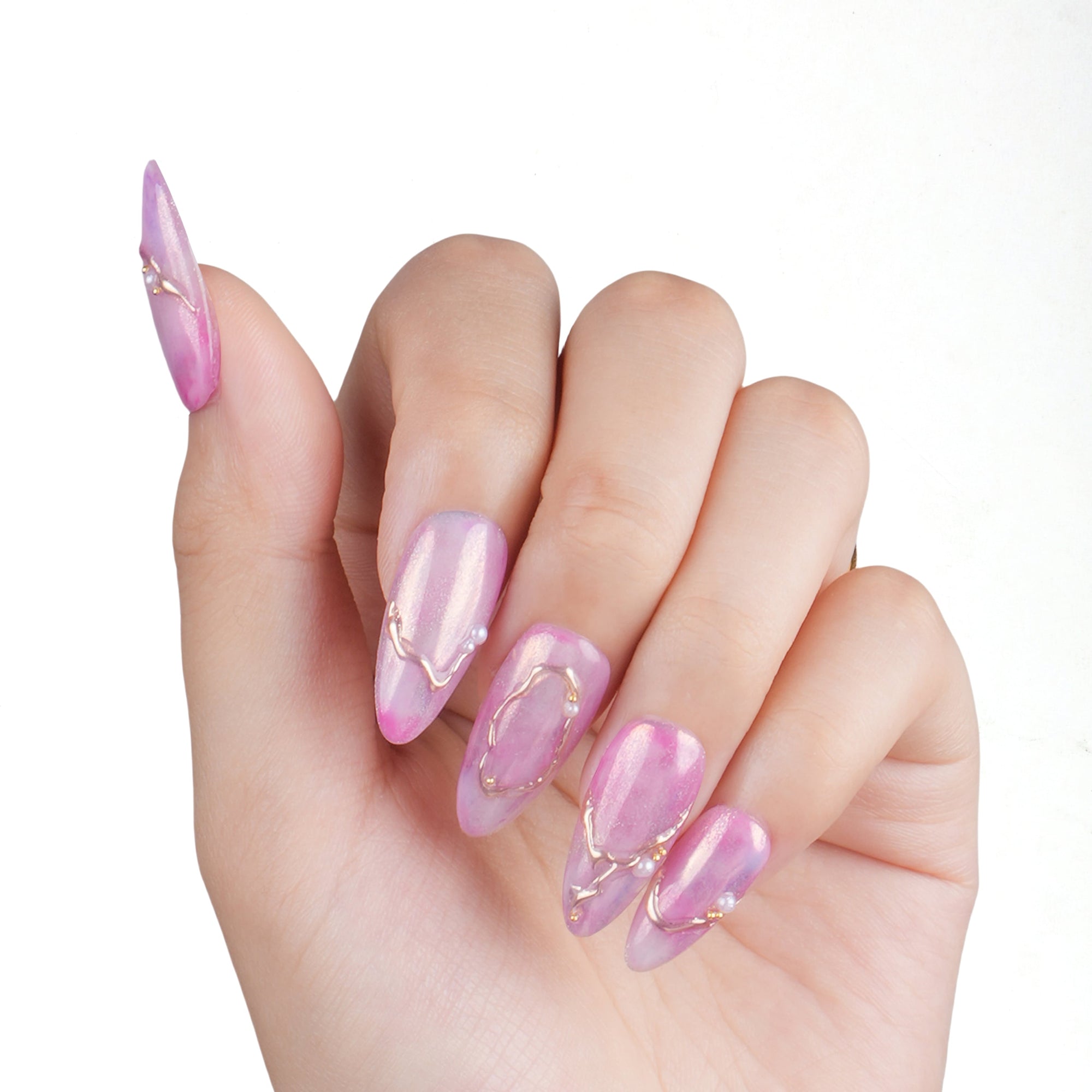 Rosé Veins Handmade Press On Nails