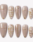 Chic Tweed Glam Handmade Press On Nails