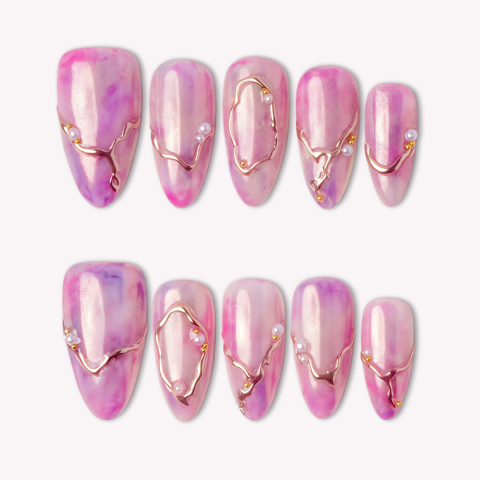 Rosé Veins Handmade Press On Nails