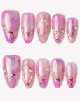 Rosé Veins Handmade Press On Nails