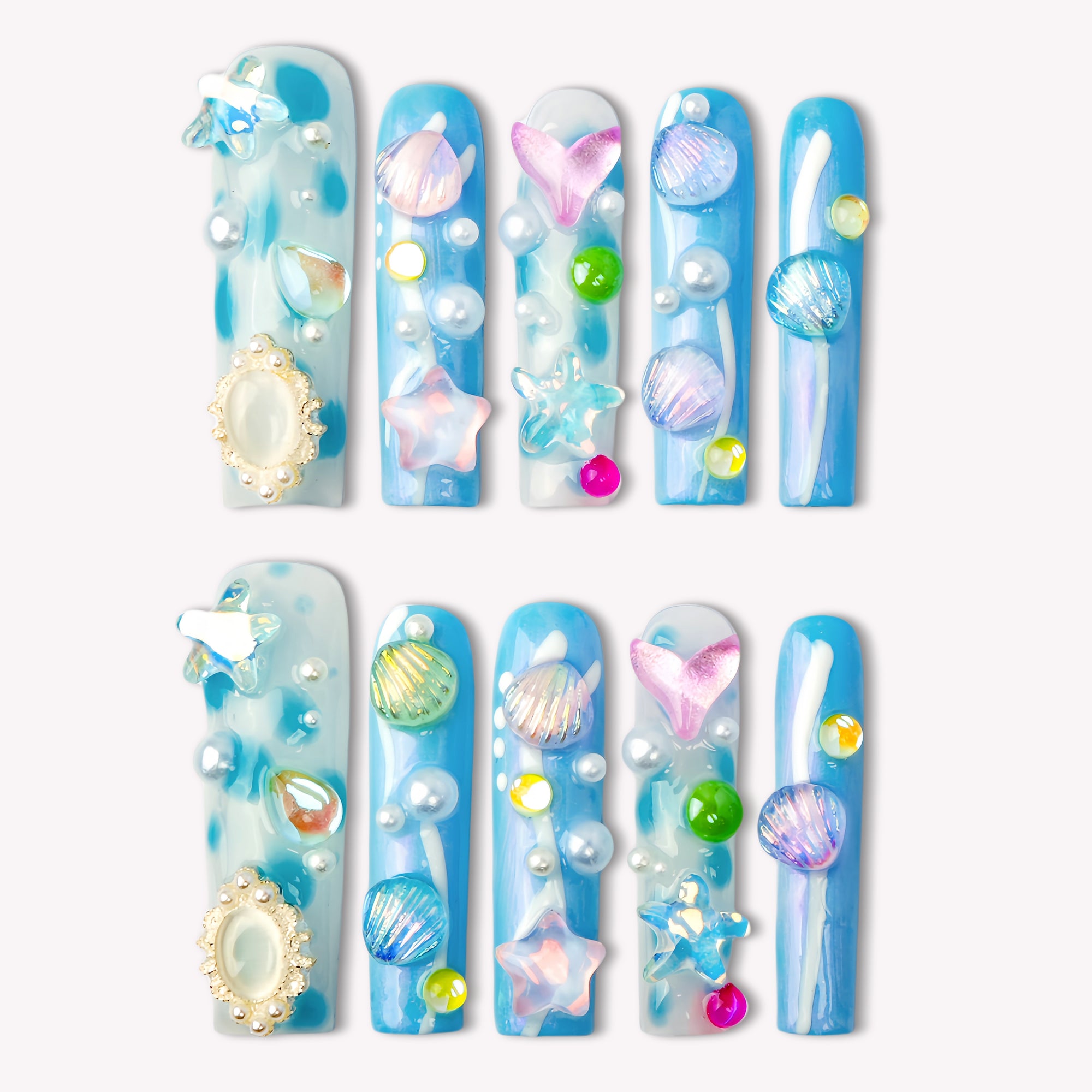 Bubble Mermaid Handmade Press On Nails