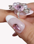 Rosé Teardrop Handmade Press On Nails