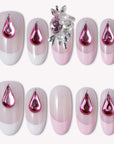 Rosé Teardrop Handmade Press On Nails