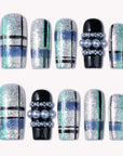 Winter Gridlight Handmade Press On Nails