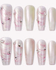 Pearl Silk Ribbon Handmade Press On Nails