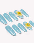 Mint Blossom Polka Handmade Press On Nails