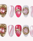 Rose Quartz Love & Heart Healing Handmade Press On Nails