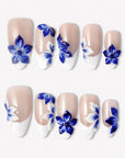 Indigo Bloom Handmade Press On Nails