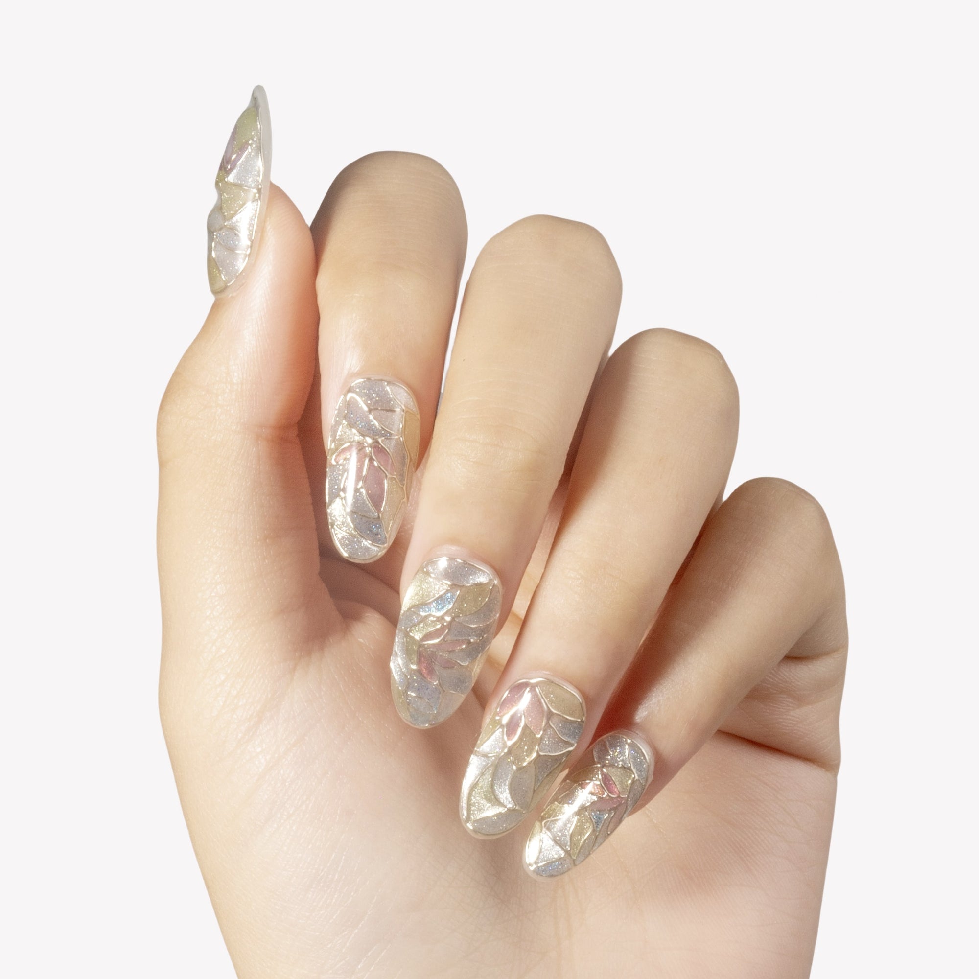 Crystal Leaves Handmade Press On Nails