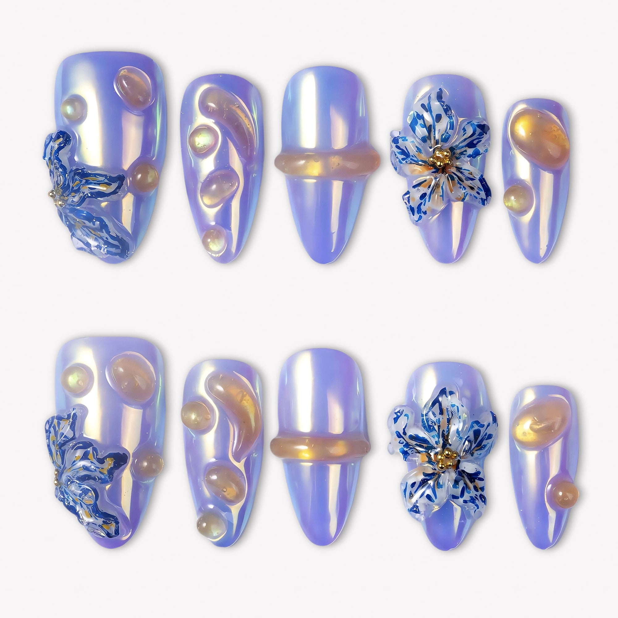 Iris Bloom Handmade Press On Nails