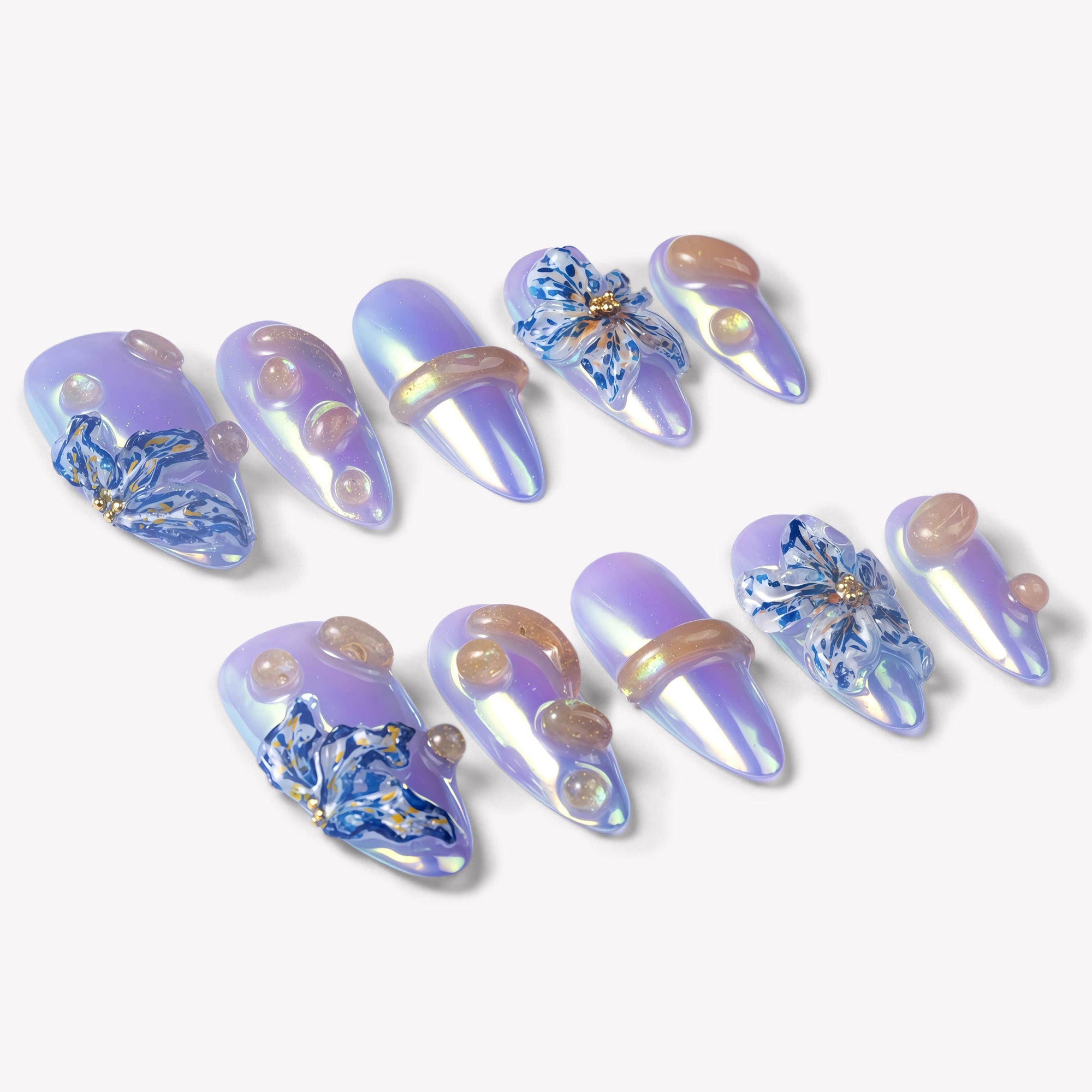 Iris Bloom Handmade Press On Nails