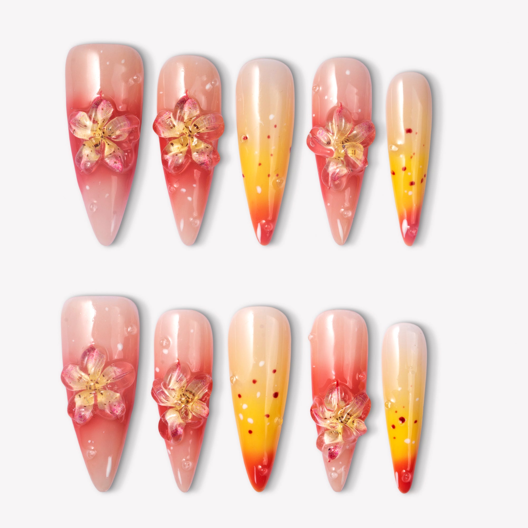 Blossom Elegance Handmade Press On Nails