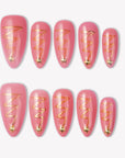 Pink Noel Handmade Press On Nails