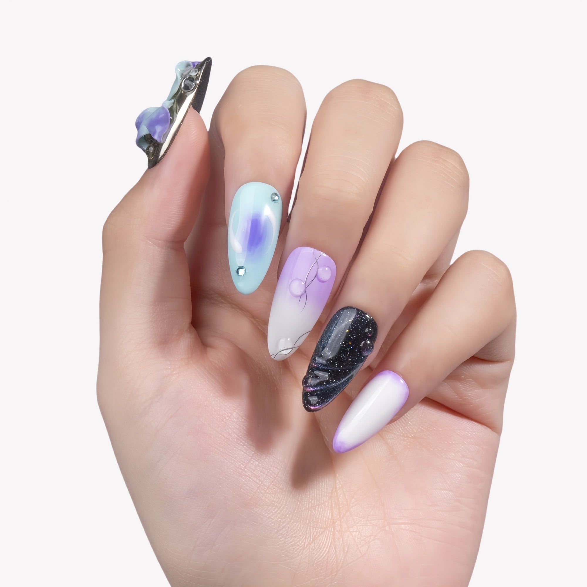 Moon Orchid Handmade Press On Nails