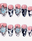 Midnight Bloom Handmade Press On Nails