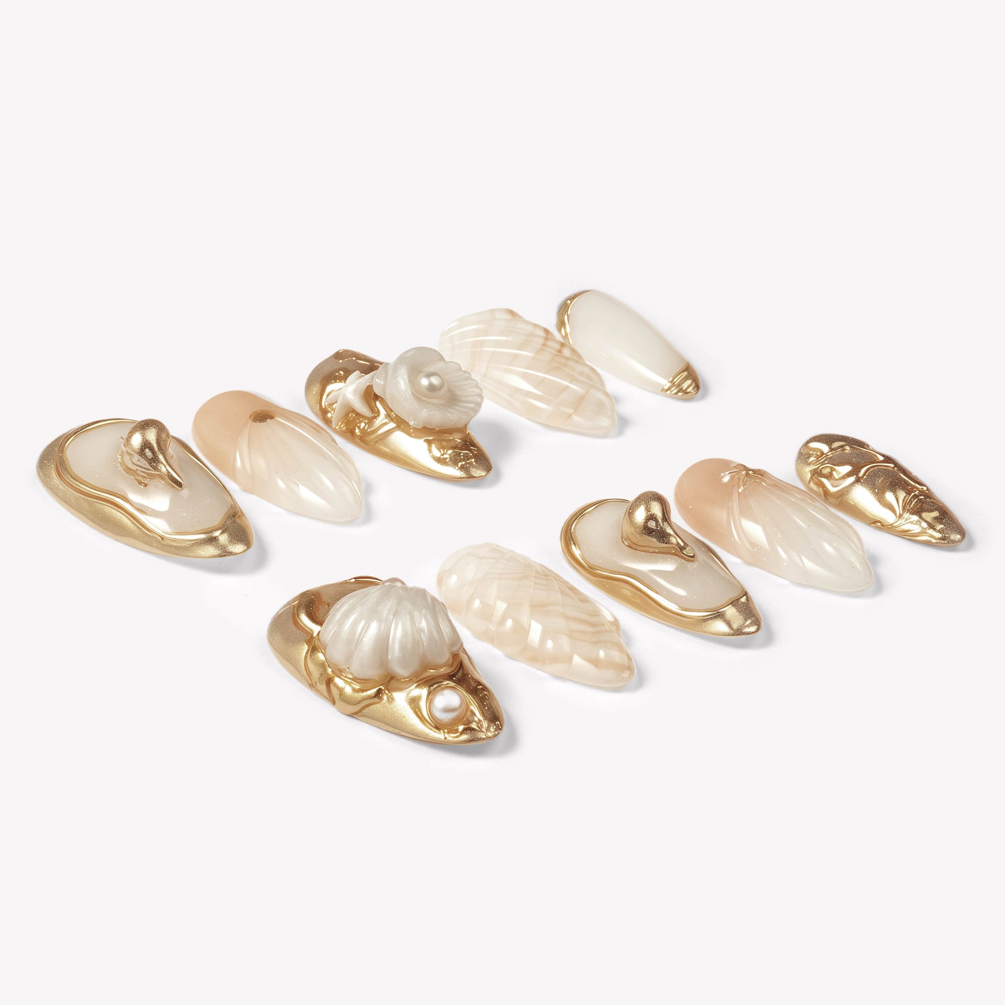 Golden Shell Handmade Press On Nails