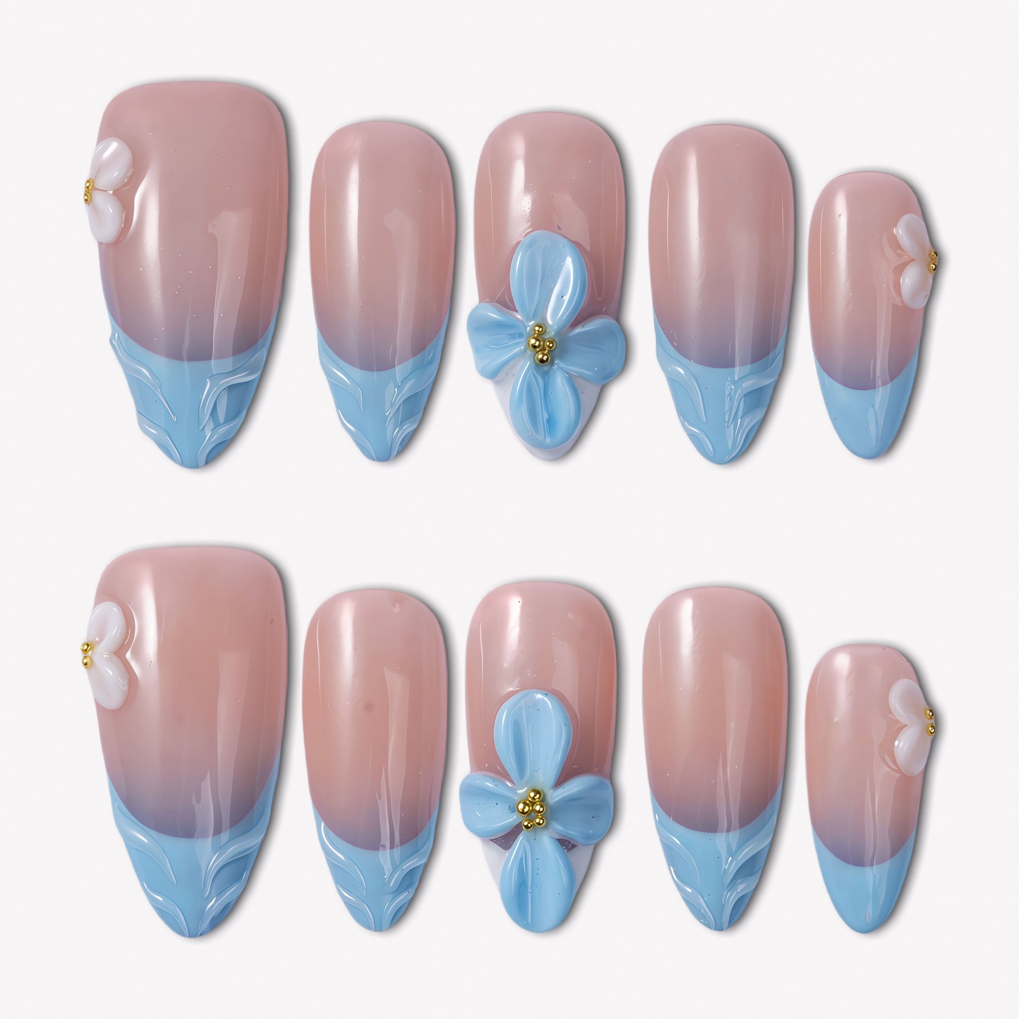 Wave Handmade Press On Nails