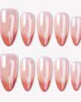 Pink Glazed French Handmade Press On Nails