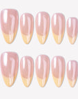 Pink Glazed French Handmade Press On Nails