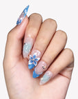 Azure Bloom Handmade Press On Nails