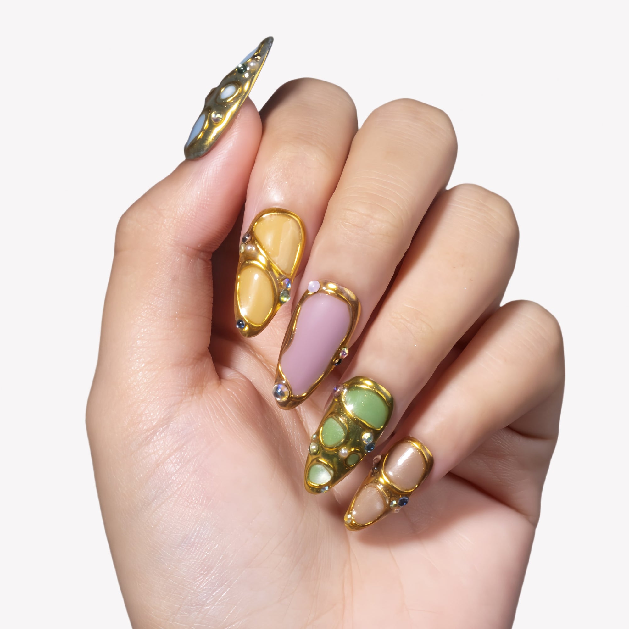Jewel Mosaic Handmade Press On Nails