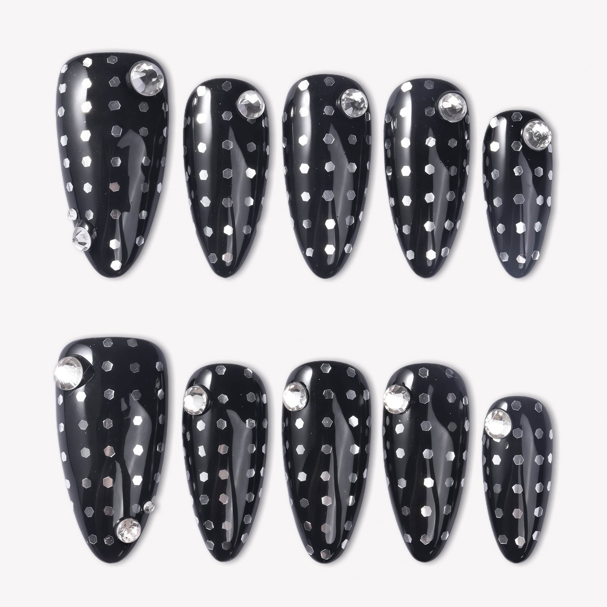 Midnight Dots Handmade Press On Nails